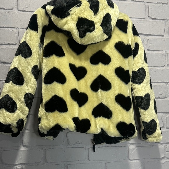 NWOT Madden Girl Kids Heart Pattern Fleece Jacket - Black and Cream size 14/16 - Picture 11 of 16